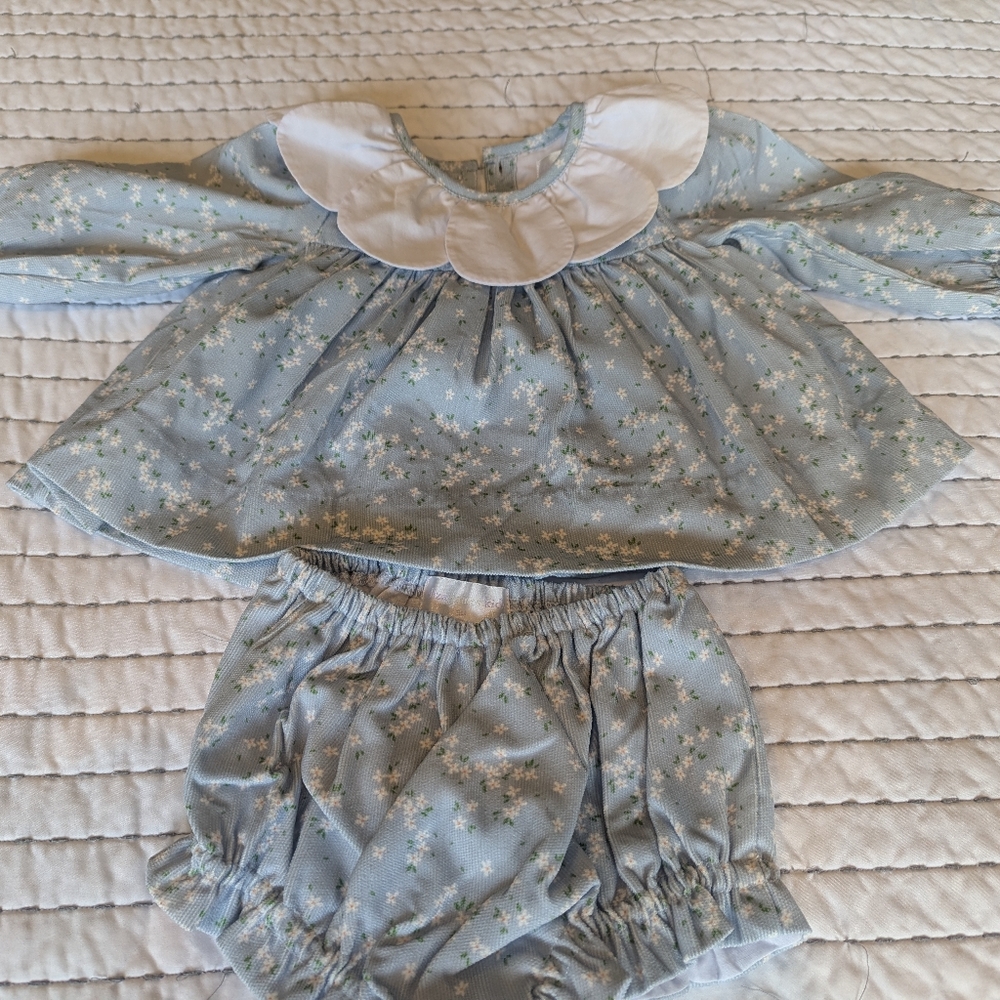 Blue Floral Eliza Jane Kids Diaper Set Long Sleeves